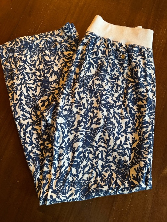 Lilly Pulitzer Pants - Lilly & Pulitzer Navy & White Lobster Print Palazzo Linen Pants L